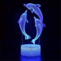 Kedia Dolphin Series Night Light สีสัน Creative 3D LED Nightlight 16สีเปลี่ยนโคมไฟอะคริลิคระยะไกลสำหรับตกแต่งห้องนอน