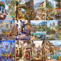 5D Diy Diamond Painting Street Landscape Cross Stitch Kit Full Drill Embroidery Scenery Mosaic Rhinestone Pictures Home Decor