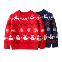 Christmas Sweaters Children Autumn Winter Warm Pullover Baby Cartoon Knitted Sweaters Kids Clothes 2-6 Year Boy Girl Xmas Jumper