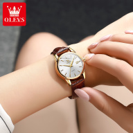 Đồng hồ nữ dây da mạ vàng tinh tế cao cấp xu hướng cổ điển nổi bật Olevs thumbnail