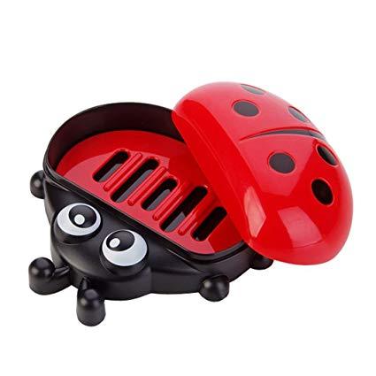 กล่องเก็บสบู่-ladybug-soap-box-กล่องใส่สบู่-กล่องใสสบู่-ที่ใส่สบู่-ที่เก็บสบู่-ที่วางสบู่แบบพลาสติกพร้อมปิดฝาสำหรับห้องน้ำ-เดินทาง