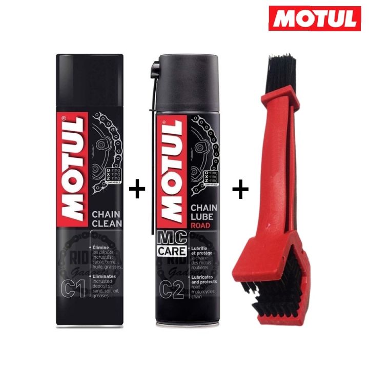 motul-c1-c2-แปรง-chain-maintenance-kit-plus-road-400-ml-ชุดทำความสะอาดโซ่-ล้างโซ่-และหล่อลื่นโซ่จักรยานยนต์-บิ๊กไบค์-bigbike