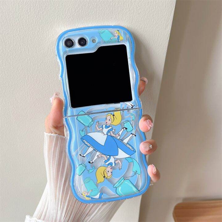 cute-disney-alice-with-bracelet-cartoon-phone-case-for-samsung-galaxy-z-flip-5-hard-pc-back-cover-for-z-flip-5-case-case-phone-cases