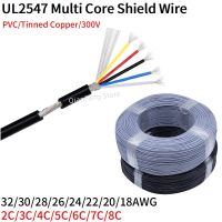 2/5M Shielded Wire Signal Cable 32 30 28 26 24 22 20 18 AWG Channel Audio 2 3 4 5 6 8 Core UL2547 Headphone Copper Control Wires