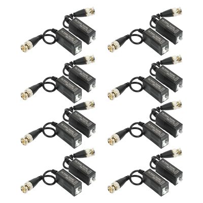 8 Pairs Passive Video Balun Transmitter &amp; Transceiver with Cable for 1080P TVI/CVI/TVI/AHD/960H DVR Camera CCTV System