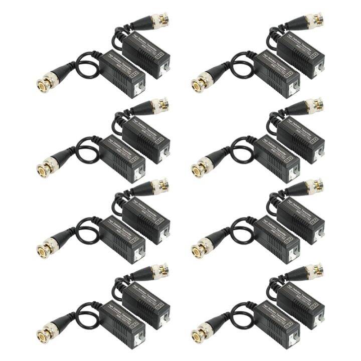 8-pairs-passive-video-balun-transmitter-amp-transceiver-with-cable-for-1080p-tvi-cvi-tvi-ahd-960h-dvr-camera-cctv-system