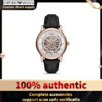 Emporio สายหนัง AR60007นาฬิกาอาร์มานีสำหรับผู้ชาย,ของขวัญสำหรับแฟนวันเกิดนาฬิกาข้อมือธุรกิจกลไกอัตโนมัติสไตล์ยุโรปและนาฬิกาอเมริกัน