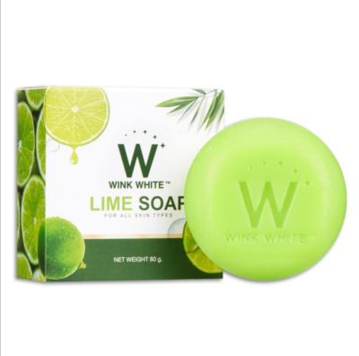 💥พร้อมส่ง | ถูก | ของแท้💯✔️ W LIME SOAP by WINK WHITE, 80g.สบู่มะนาว