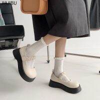 Size 35-43 French Soft-soled Shoes Korean Fashion Platform Mary Non-slip Wear-resistant High-heeled Student Leather British College JK Uniform Round Toe Big