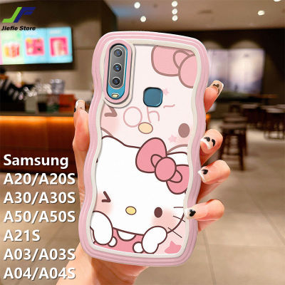 เคสโทรศัพท์ขอบคลื่นน่ารักสำหรับ Samsung Galaxy A20S / A30S / A50S / A20 / A30 / A50 / A21S / A03S / A04S / A03 / A04 ลายการ์ตูน Hello Kitty