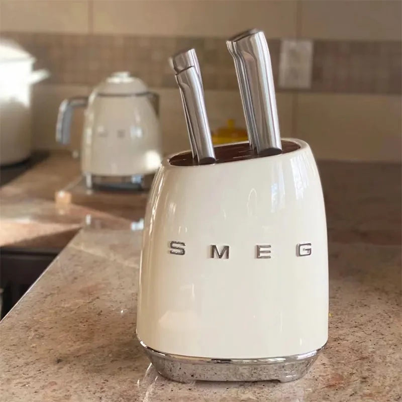 Stock in Malaysia] SMEG knife set kitchen household antique stainless steel  kitchen knife slicer knife set cream white 7 piece set Smag Vintage  Stainless Steel Kitchen Knife Home Kitchen Knife