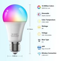 Aubess 9W E26หลอดไฟ Smart LED Wifi + BLE ไฟควบคุม RGB หรี่แสงได้ด้วยเมจิกโฮมโปรโหมดเพลงที่ใช้สำหรับไฟตกแต่งบ้าน