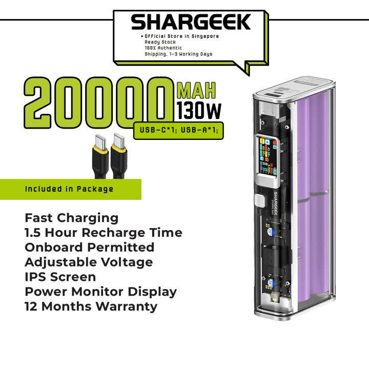 shargeek portable charger storm2 slim 130w 20000mah