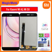 MagicMeta จอ LCD แบบดั้งเดิมสำหรับ A1 Xiaomi Mi จอแอลซีดีหน้าจอสัมผัสไร้กรอบแบบปุ่มอ่อนเครื่องอ่านพิกัดแทนการประกอบสำหรับ Xiaomi MI A1 MI 5X