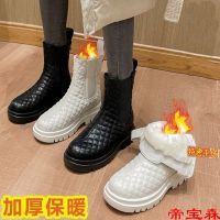 [COD] 2022 new snow boots womens white waterproof non-slip warm plus velvet thick short shoes winter