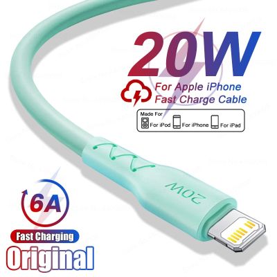 Original 6A 20W USB Cable For Apple iPhone 14 13 12 11 Pro Max Fast Charging Lightning Data Cable Silicone Charger Accessories