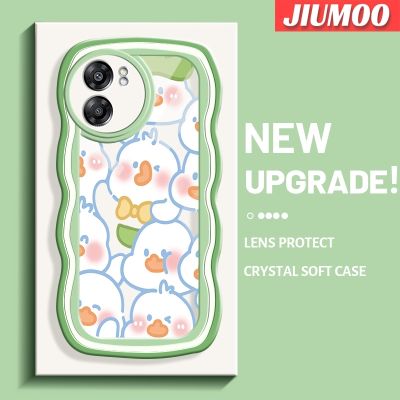 JIUMOO เคสสำหรับ Realme V23 5G V23i 5G Narzo 50 5G Q5i 5G K10 5G เคสลายการ์ตูนน่ารักครีมเป็ดคลื่นขอบดีไซน์ใหม่แฟชั่นเคสโทรศัพท์แบบใสเคสป้องกันซิลิโคนนิ่มเลนส์กล้องถ่ายรูปสร้างสรรค์ฝาครอบโปร่งใสกันกระแทก