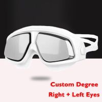 -1.5 To -10.0 Myopia Silicone Large Frame HD Clear Anti Fog Swimming Goggles Eyewear Custom Different Degree For Left Right Eyes Goggles