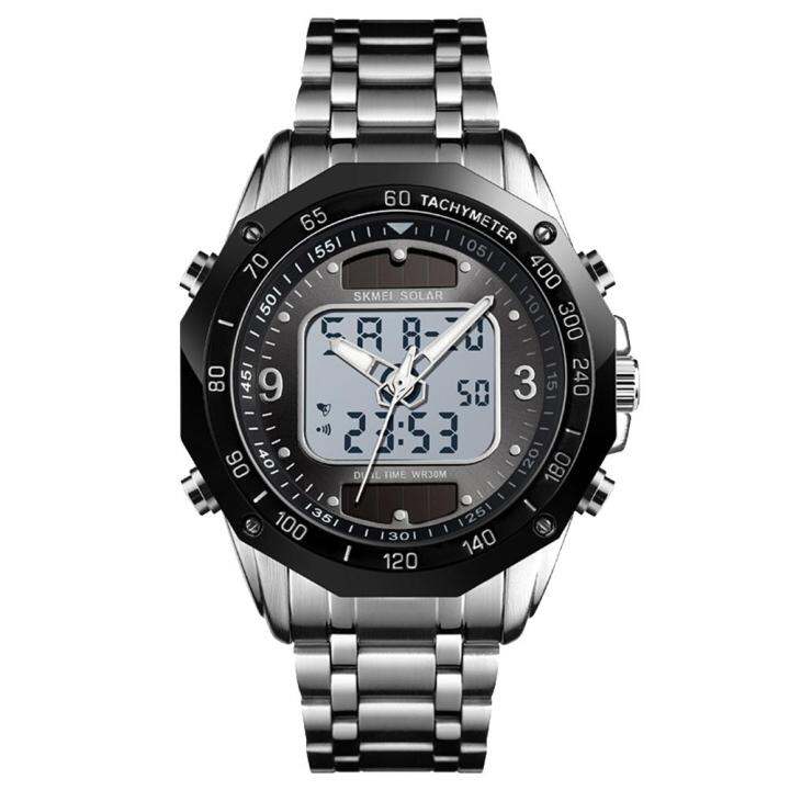 SKMEI Men Solar Power Luminous Dual Display Digital Analog Sport Wrist ...