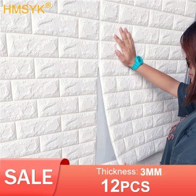 4812PCS Self Adhesive Foam Wallpaper 3D Brick Wall Panel Waterproof Living Room Brick Stickers Bedroom Brick Papers Home Decor
