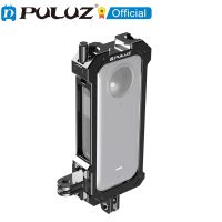 PULUZ โครงครอบป้องกันสำหรับ Insta360ทำจากโลหะสำหรับ X3พร้อมฐานรองเท้าเย็นและอะแดปเตอร์ขาตั้งกล้องขยายที่ครอบ X3 Insta360