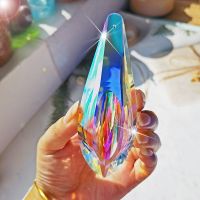 H D 120mm Large Crystal Suncatcher AB Coating Faceted Crystal Prisms Drop Pendant Rainbow Window Garden Hanging Decoration Gift