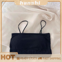 hanshi [2023 new HOT FASHION] lazlook เสื้อชั้นในลูกไม้ปักลายตัวอักษรฤดูร้อนเสื้อกล้ามสีทึบแขนกุดเข้ารูป