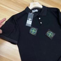 Summer Mens Trendy All-Match Stone Island Label Polo Collar T-Shirt