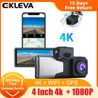 EKLEVA กล้องติดรถยนต์ WiFi ดีวีอาร์ GPS 4K,ถ่ายภาพติดรถยนต์กล้องถ่ายรูปความละเอียดสูงมากตัวบันทึกวิดีโอ2160P