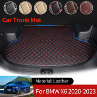 หนัง Auto Boot Liner Cargo ด้านหลังเสื่อกระเป๋าเดินทางชั้นถาดพรมกันน้ำสำหรับ BMW X6 G06 2020 ~ 2023 2022อุปกรณ์เสริม