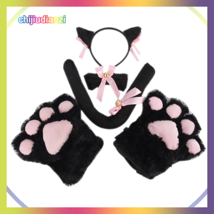 chijiudianzi-5ชิ้น-เซ็ต-cat-cosplay-costume-cat-tail-ears-collar-paws-ถุงมือชุดน่ารัก