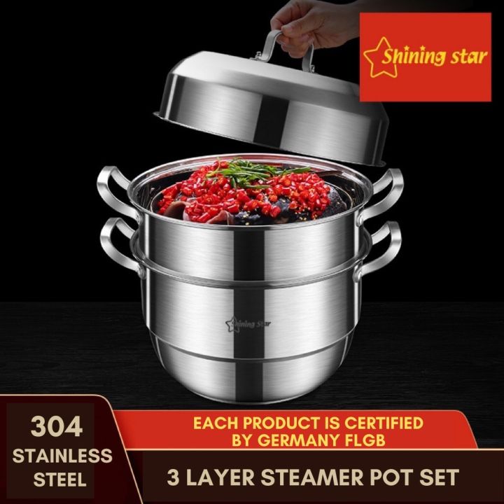 High Quality 430 stainless steel 3 layer cooking food steamer pot