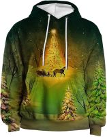 Christmas Hoodie Sweatshirt for Unisex Adult Teens, Novelty 3D Fashion Printed Hipster Style Hip Hop Lightweight Pullover