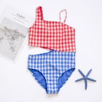 Patchwork Plaid Children Girls Kids Swimwear Swimsuit Brand Hotsale Kid One Piece Swimsuits Summer Child Baby Monokini Beachwear