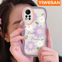 YIWESAN เคสสำหรับ Infinix Hot 11S NFC เคสฤดูใบไม้ผลิสีม่วงดอกเบญจมาศดอกไม้มีขอบสีกันตกเคสมือถือเคสโทรศัพท์ปกป้องทนทานต่อรอยขีดข่วนกันกระแทก