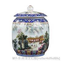 【hot】► Jingdezhen Enamel Jar With Cover Desktop Decoration