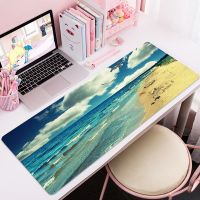 Coconut Wood Seaside Gaming Mouse Pad แผ่นรองเมาส์ ตู้เกมคอมพิวเตอร์น่ารัก แป้นพิมพ์ โต๊ะอะนิเมะ Maus Computer Pad พรมเมาส์