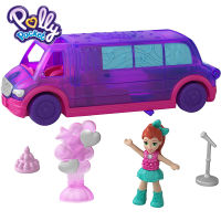 (ร้อน) Polly Pocket Pollyville Ice Cream Truck Mini Car Doll Kids Toys Bus Cute Pretty Girl Funny Carry On Playset GGC39 Brinquedos