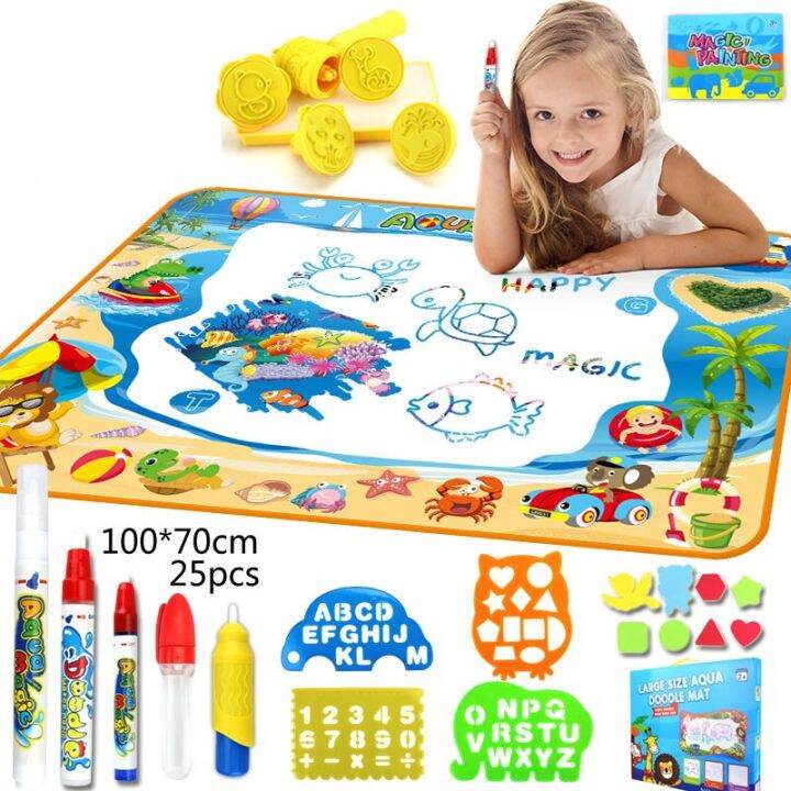 coolplay-magic-water-drawing-mat-coloring-doodle-mat-with-magic-pens-montessori-toys-painting-board-educational-toys-for-kids