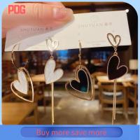 PDG 3 pairs โลหะผสมอัลลอยด์ ต่างหูรูปหัวใจ วันวาเลนไทน์ อสมมาตรไม่สมดุล ต่างหูห้อยหัวใจ ของใหม่ ของขวัญคริสต์มาสวันเกิด ต่างหูแบบห้อย สาวๆ