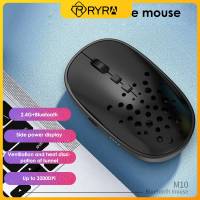 เครื่องเมาส์สำหรับเล่นเกมส์ไร้สาย USB RYRA 2.4G Mouse Komputer เงียบ3200 DPI เมาส์เล่นเกมตามหลักสรีรศาสตร์สำหรับการแสดงพลังงานในสำนักงานแล็ปท็อป PC