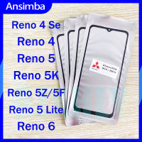 Ansimba กระจกด้านนอกหน้าจอด้านหน้าพร้อมกาวโอก้าสำหรับ OPPO Reno 4 Se/ Reno 4 /Reno 5 /Reno 5K /Reno 5Z/5F/Reno 5 Lite/ Reno 6ตัวเปลี่ยนกระจกด้านนอกสัมผัสหน้าจอแอลซีดี