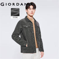 GIORDANO Men Jackets Turn-Down Collar 100% Cotton Corduroy Jackets Metal Buttons Multi-Pocket Casual Cargo Jackets 13072834