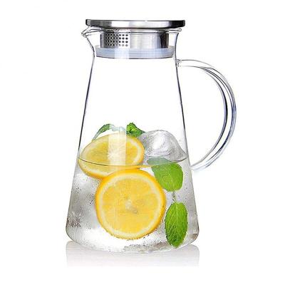 15002000ml Glass Water Pot Cold Water Bottle Handle Water Kettle Transparent Heat Resistant Juice Teapot Pitcher Water Jugs