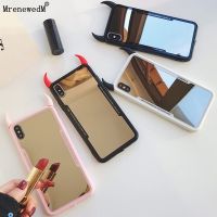 MrenewedM Cute Devil Horn Makeup Mirror Phone Case For iPhone 12 Mini 11 Pro XR Xs Max SE 2020 Soft Acrylic Cover On 6S 7 8 Plus