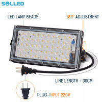 SOLLED สปอตไลท์ Led สว่างมาก Jz-50w 220V ไฟสปอร์ตไลท์พลังงานแสงอาทิตย์กลางแจ้ง