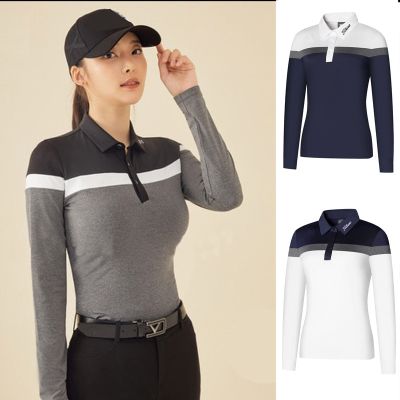 DESCENNTE SOUTHCAPE Amazingcre Odyssey G4 Malbon✺  Ladies Golf Clothing New Color Matching Button Open Collar Long Sleeve Slim Fit T-Shirt