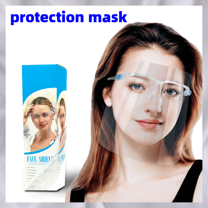 Protective face mask plastic frame glasses style face mask ultra clear ...