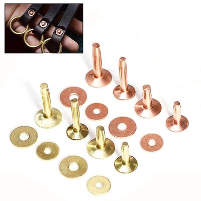10Pcs Copper Rivets Solid Brass Riveting Nail Studs For Clothes Belts Luggage Leather Craft Rivet Studs Permanent Tack Fasteners