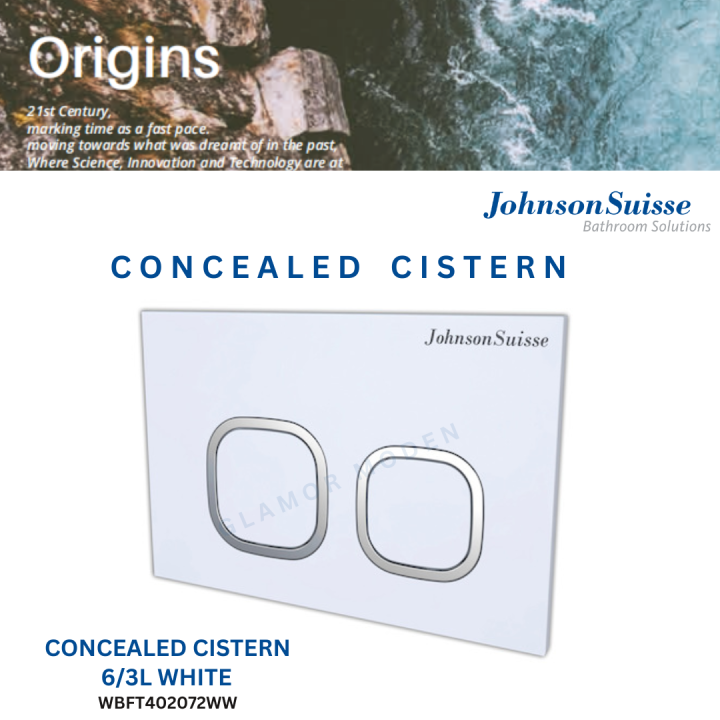 JOHNSON SUISSE WBFT402072WW CONCEALED CISTERN 6/3L WHITE BUTTON SUITABLE FOR WALL HUNG WC AND